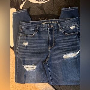 American Eagle Curvy High Rise Distressed Jeans